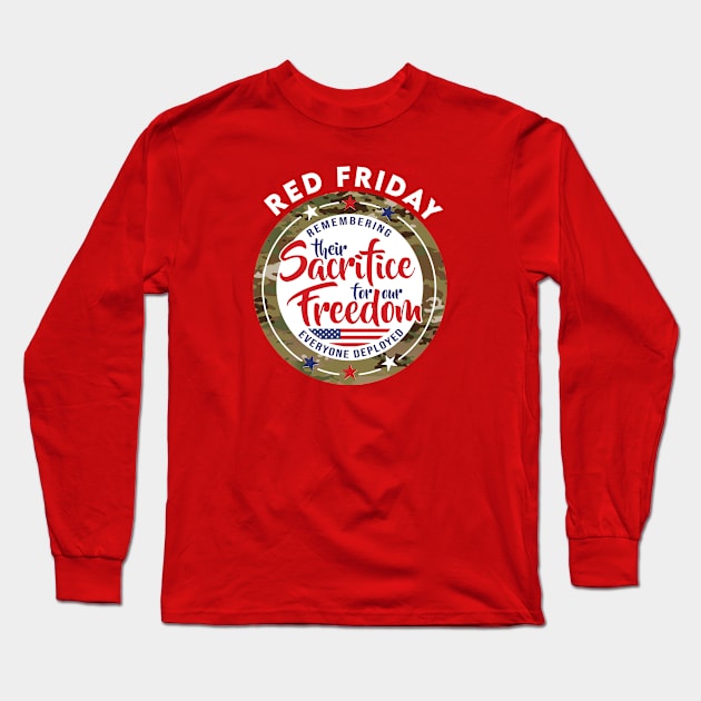 Red Friday Deployed Military Long Sleeve T-Shirt by figandlilyco